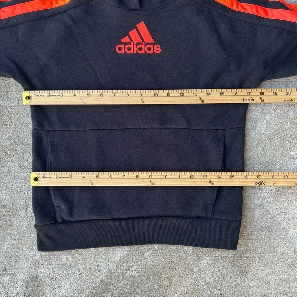 Adidas Youth Black Hoodie w/ Red & Orange Stripes | Size M (10/12)
